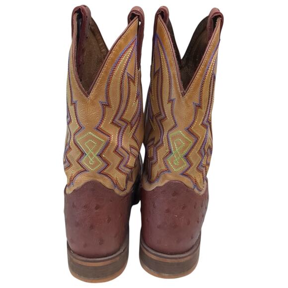 Nocona Mens Full Quill Ostrich Leather Western Cowboy Boots Cognac 11 D main image 8